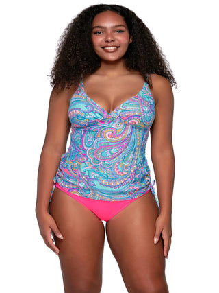 Tankini swimsuit Sunsets Separates Mix and match swimwear Beachwear Resort wear Adjustable straps Underwire support Bikini bottoms Swimwear separates Summer fashion Paisley Pop