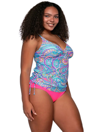 Tankini swimsuit Sunsets Separates Mix and match swimwear Beachwear Resort wear Adjustable straps Underwire support Bikini bottoms Swimwear separates Summer fashion Paisley Pop