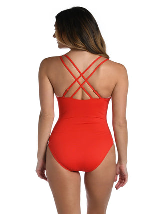 Solid Underwire Lace Up One Piece Swimsuit