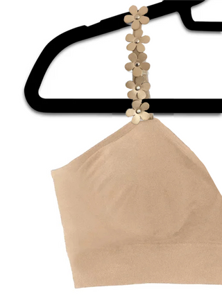 Strap Its black vegan flowers bra