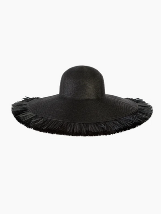 A dramatic picture hat with a round crown and extravagantly fringed brim, made of Squishee® is sure to turn heads!
This flirty, tropical sun hat with a wide brim, will provide maximum sun protection for the face, neck, and shoulder area