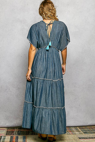 kimono sleeve dress, relaxed fit maxi, vintage boho dress, western boho dress, cottagecore maxi dress
