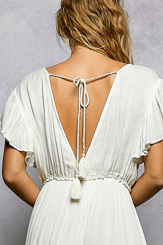 Short sleeve maxi dress
Modest summer dress
V-neck long dress
Easy-care summer dress