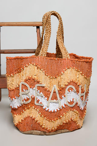 resort tote, coastal tote, chevron beach bag, Oversized woven beach tote bag with rope handles
Beach tote with bold "BEACH" lettering
Large woven tote for beach vacations
Coastal-inspired oversized beach carryall
Boho woven beach bag for summer travel
Stylish beach tote for pool and resort 
Chevron woven beach tote with jute base
Lightweight oversized vacation tote bag
Summer beach bag with braided rope handles
Fashionable beach carryall for women
Roomy tote for towels, sunscreen, and essentials

