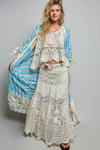boho cardigan, maxi kimono, crochet cover up