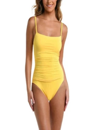 Swimwear
One-Piece Swimsuit
Stylish Beachwear
Elegant Swimwear
La Blanca Swim Collection
Summer Fashion
Beach Vacation Look
Chic Swimsuit Design
Comfortable Swimwear Fit
Poolside Style
Yellow