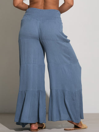 Deep Blue Wide leg pants Rome pants Elan clothing Boho chic pants Comfortable trousers Casual fashion Women's pants Summer pants High waist pants Flowing trousers Resort wear Stylish bottoms Lightweight fabric Trendy fashion Versatile pants