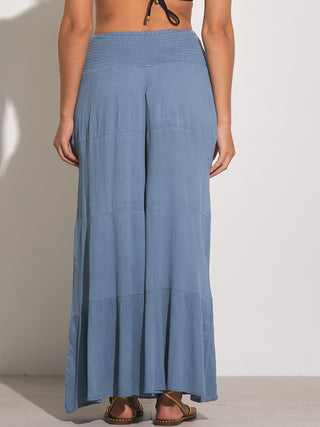 Deep Blue Wide leg pants Rome pants Elan clothing Boho chic pants Comfortable trousers Casual fashion Women's pants Summer pants High waist pants Flowing trousers Resort wear Stylish bottoms Lightweight fabric Trendy fashion Versatile pants