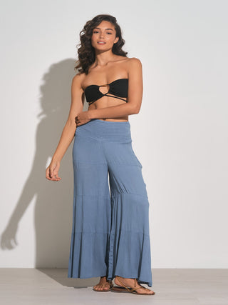 Deep Blue Wide leg pants Rome pants Elan clothing Boho chic pants Comfortable trousers Casual fashion Women's pants Summer pants High waist pants Flowing trousers Resort wear Stylish bottoms Lightweight fabric Trendy fashion Versatile pants 