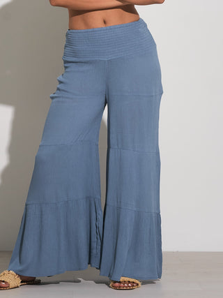 Deep Blue Wide leg pants Rome pants Elan clothing Boho chic pants Comfortable trousers Casual fashion Women's pants Summer pants High waist pants Flowing trousers Resort wear Stylish bottoms Lightweight fabric Trendy fashion Versatile pants