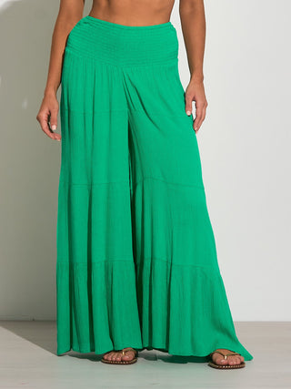 Green Bright Wide Leg Pant Boho Chic Casual 
Luxury Flowy Silhouette Comfortable Fit Summer Fashion
Lightweight Fabric Effortless Style
Versatile Wardrobe Resort Wear
Travel Essentials Beach Chic