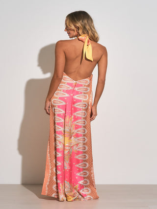 Leigh Halter Maxi Elan maxi dress Halter neck dress Summer maxi dress Beachwear Boho style Casual elegance Lightweight fabric Flowy dress Vacation outfit Resort wear Halter maxi gown Long summer dress Stylish maxi dress Pink Bali Print