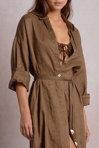 Linen Maxi Shirt Dress