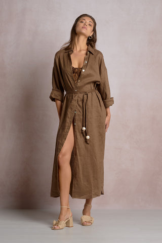 Linen Maxi Shirt Dress