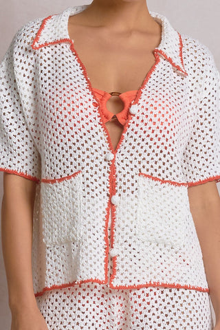Tipped Crochet Cover Up Shirt
Elan cover up
Crochet beach cover up
Summer crochet top
Resort wear shirt
Women's crochet blouse
Boho cover up top
