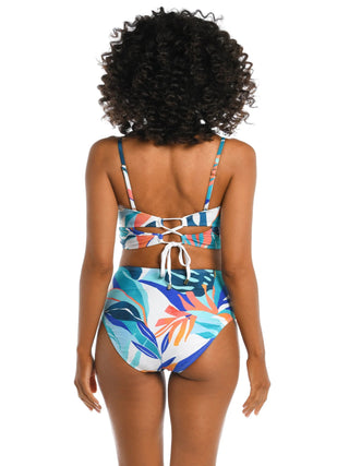Coastal palms print Midkini top Tropical swimwear Adjustable straps Vibrant palm design Beachwear Summer swim collection Comfortable fit La Blanca swimwear Resort wear