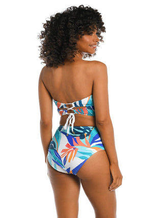 Coastal palms print Midkini top Tropical swimwear Adjustable straps Vibrant palm design Beachwear Summer swim collection Comfortable fit La Blanca swimwear Resort wear