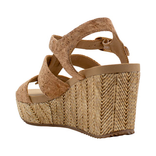 Brown wedge sandal with cork straps 