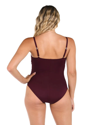 Swimwear
One-Piece Swimsuit
Stylish Beachwear
Elegant Swimwear
La Blanca Swim Collection
Summer Fashion
Beach Vacation Look
Chic Swimsuit Design
Comfortable Swimwear Fit
Poolside Style
Burgundy