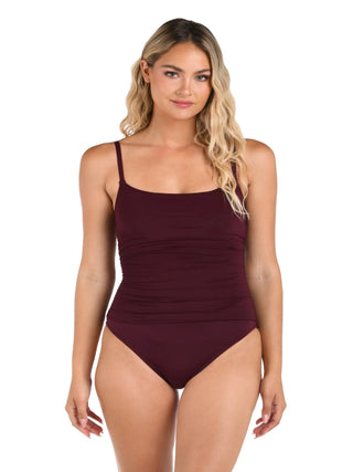 Swimwear
Burgundy One-Piece Swimsuit
Stylish Beachwear
Elegant Swimwear
La Blanca Swim Collection
Summer Fashion
Beach Vacation Look
Chic Swimsuit Design
Comfortable Swimwear Fit
Poolside Style