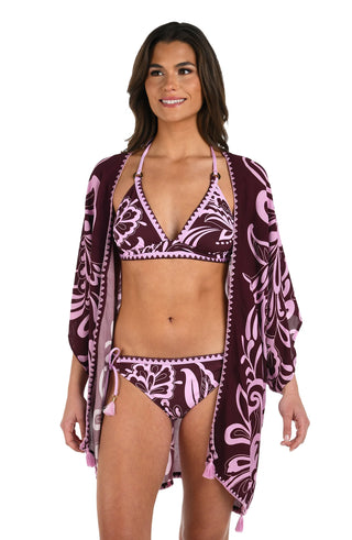 beachwear cover up
poolside outfit
cruise wear
resort vacation clothing
summer beach outfit
swimsuit layering piece
tropical getaway outfit
lightweight fabric kimono
breathable cover up
sheer / semi-sheer beachwear
tassel trim kimono
embroidered trim cover up
easy throw-on cover up
women’s beach fashion
women’s resort wear
stylish swim cover up
luxury swimwear cover up

La Blanca Fiji Flora floral kimono 
