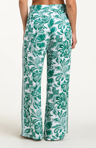 palazzo pants, floral pants, tropical pants, resort wear, beachwear, vacation clothing, cruise wear, wide leg pants, green floral pants, summer pants, tropical print, women’s resort fashion, beach vacation outfit