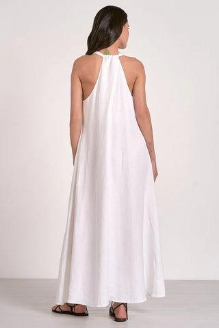 Linen cotton blend maxi dress 

Sleeveless flowy maxi dress 

Low V‑neck summer dress 

Boho summer maxi dress 

Breathable beach vacation dress

