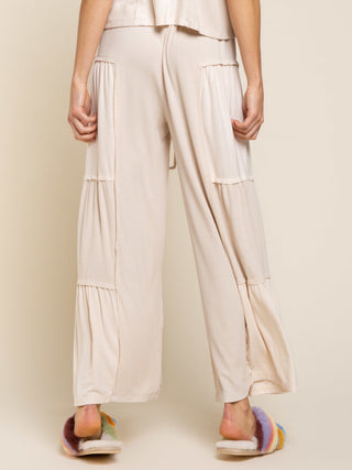 Patchwork Ribbed Wide Leg Pants