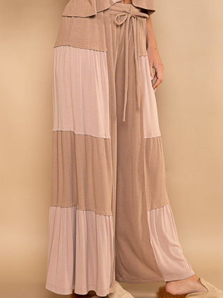 Patchwork Ribbed Wide Leg Pants