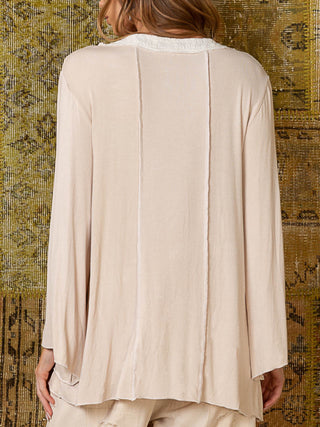 Snap Front Long Bell Sleeve Top