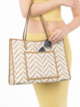 Eric Javits Palmoway Tote White Mix Tote Designer Tote Bag Summer Tote Luxury Beach Bag Woven Tote Casual Chic Tote Versatile Handbag Lightweight Tote Travel Bag Resort Wear Accessory Everyday Tote Fashionable Tote Spacious Tote Bag