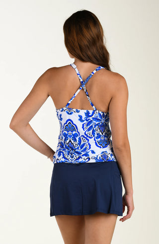 Over The Shoulder Cutout Tankini Top
