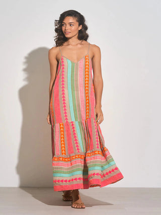 Neon Boho chic Summer dress Beachwear Casual elegance Vacation style Lightweight fabric Resort wear Flowy dress Sleeveless dress Tropical fashion Relaxed fit Maxi dress Vibrant colors Trendy design Comfortable clothing Neon Multi