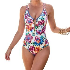La Blanca floral lace up one piece swimsuit underwire
La Blanca Flor de Paradiso shirred tummy control swimsuit
La Blanca lace front crisscross back one piece swimsuit
Flor de Paradiso floral print one piece swimsuit La Blanca