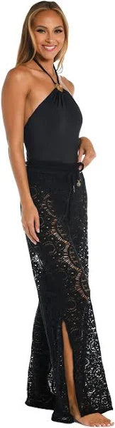 Black crochet palazzo pants
Sunshine 79 crochet pants
Women's beach pants
Boho crochet pants
Wide-leg crochet pants
Summer resort pants
Sheer crochet pants
High-waisted palazzo pants
Swim cover-up pants
Festival crochet pants