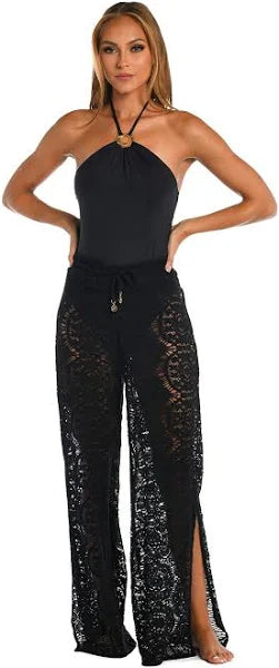 Black crochet palazzo pants
Sunshine 79 crochet pants
Women's beach pants
Boho crochet pants
Wide-leg crochet pants
Summer resort pants
Sheer crochet pants
High-waisted palazzo pants
Swim cover-up pants
Festival crochet pants