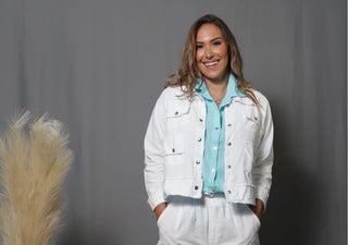 Women's cropped jacket
Frayed hem jacket
Utility jacket
Button-front jacket
Lightweight jacket
Casual women's jacket
Layering jacket
Relaxed fit jacket

Raw edge jacket
Cropped shacket
Modern utility jacket
Everyday jacket
Chic casual jacket
Contemporary fashion
Boutique clothing
Elevated basics
Minimalist style
Capsule wardrobe

Cotton jacket
Textured jacket
Patch pocket jacket
Long sleeve jacket
Collared jacket
Frayed trim
Button closure
Soft woven jacket